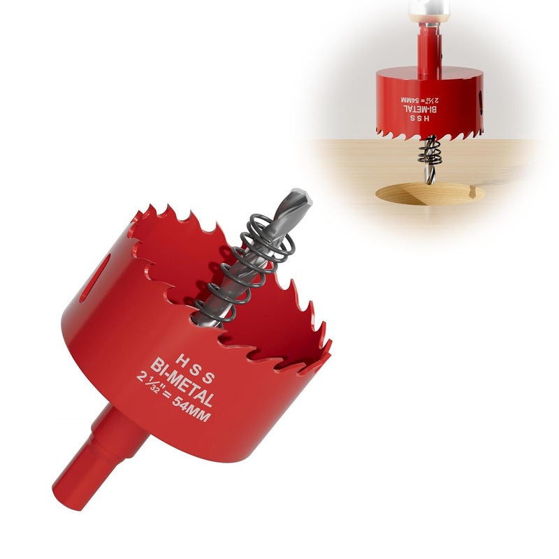 FIVELAKE 2-1/8" (54mm) Bi-Metal M42 High Speed Steel Hole Saw with Pilot Drill Bit, Smooth Cutting Edge for PVC, Drywall, Wood, Plastic, Gypsum Board, Rubber, Thin Metal - Image 1